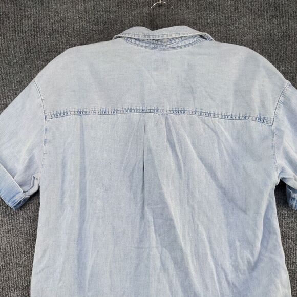Gap Women's Button-Up Denim Shirt Dress Blue XS Short Sleeve Solid - Picture 6 of 13